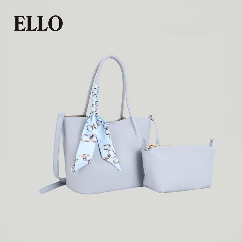 Women's Double-Handle Tote Bag Set with Silk Scarf Charm - 2025 Large Capacity Collection