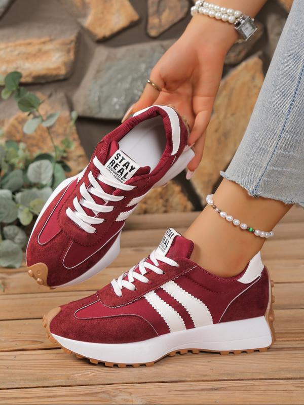 Women's Sporty Al-Gan Shoes - Elegant Casual Round Toe Low Top Lace-Up Thick Sole Outdoor Running Footwear for Spring and Fall