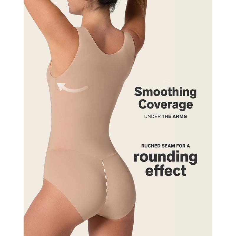 Leonisa Bare Boldly Plunge Classic Sleeveless Shaper Bodysuit Tank - Comfortable Tummy Control