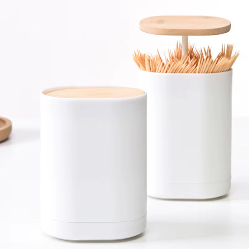 Toothpick Box Cotton Swabs Holder Tooth Pick Automatic Dispenser Press Can Living Room Table Accessories Cotton Bud Container