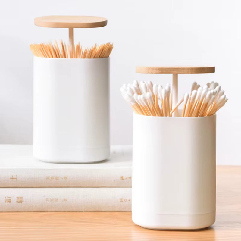 Toothpick Box Cotton Swabs Holder Tooth Pick Automatic Dispenser Press Can Living Room Table Accessories Cotton Bud Container