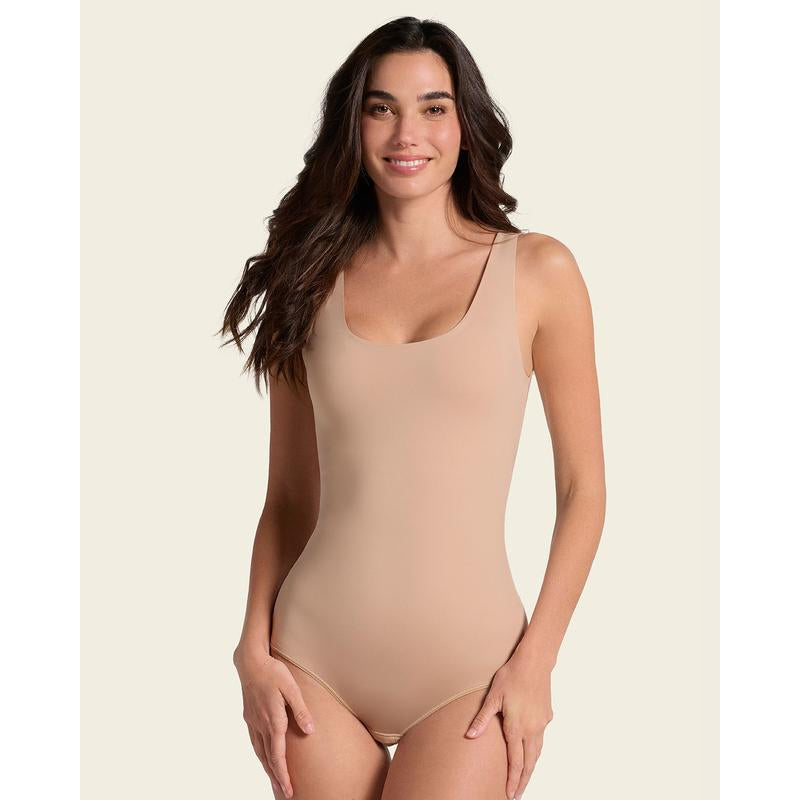Leonisa Bare Boldly Plunge Classic Sleeveless Shaper Bodysuit Tank - Comfortable Tummy Control