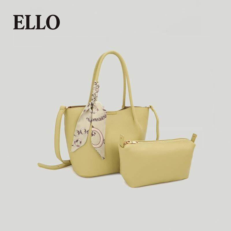 Women's Double-Handle Tote Bag Set with Silk Scarf Charm - 2025 Large Capacity Collection