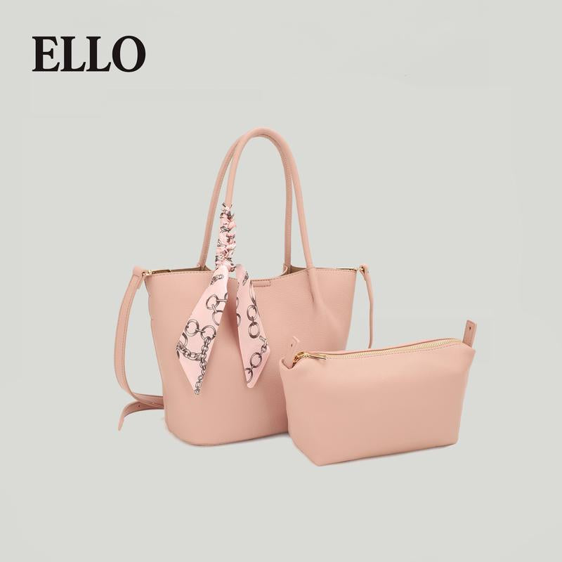 Women's Double-Handle Tote Bag Set with Silk Scarf Charm - 2025 Large Capacity Collection