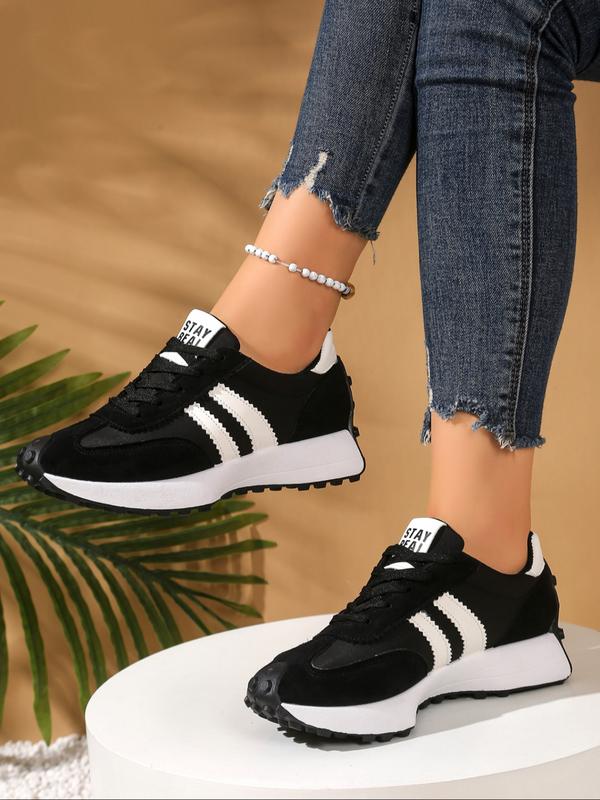 Women's Sporty Al-Gan Shoes - Elegant Casual Round Toe Low Top Lace-Up Thick Sole Outdoor Running Footwear for Spring and Fall