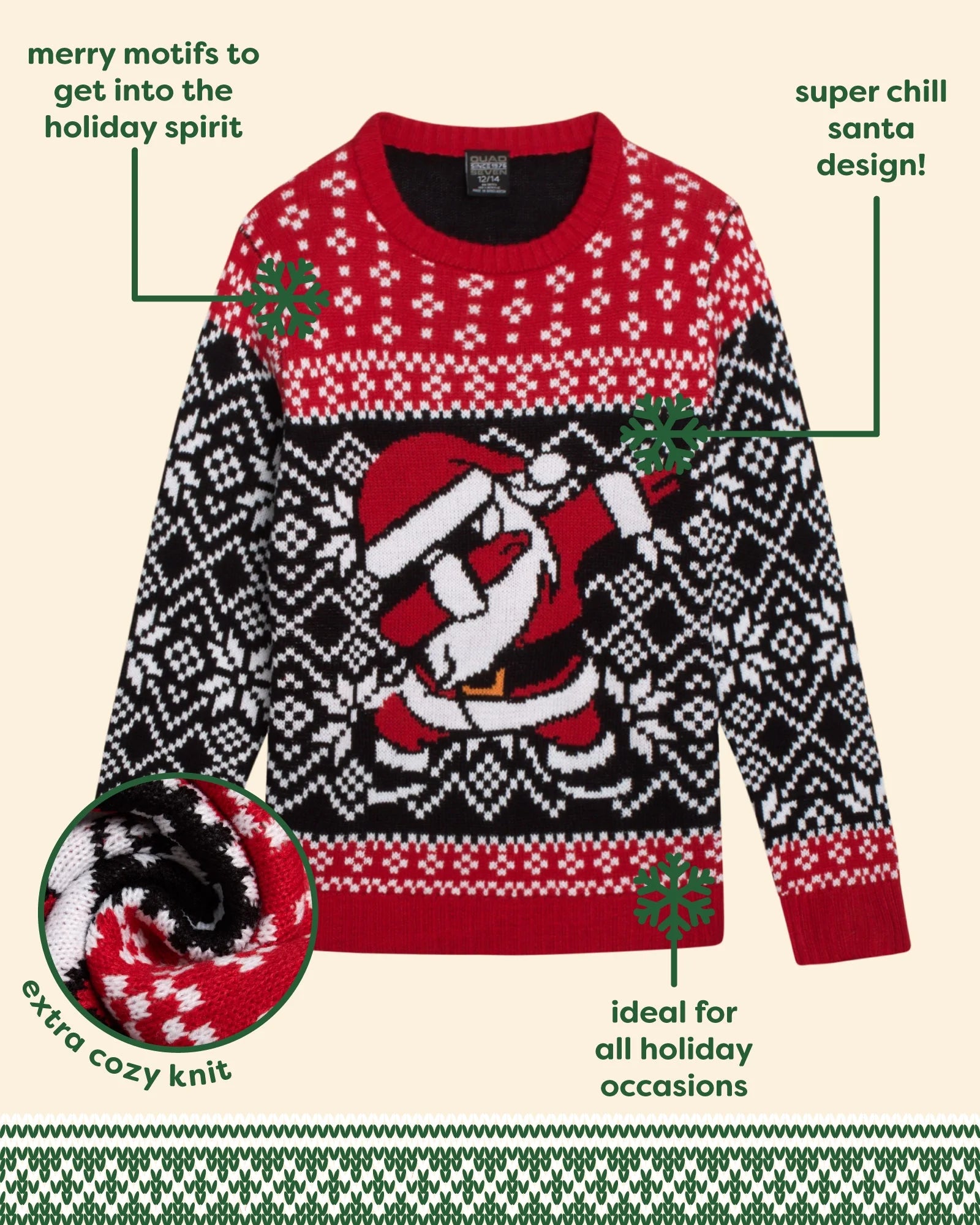 Boys' Ugly Christmas Sweater - Novelty Xmas Holiday Party Pullover (4-18)