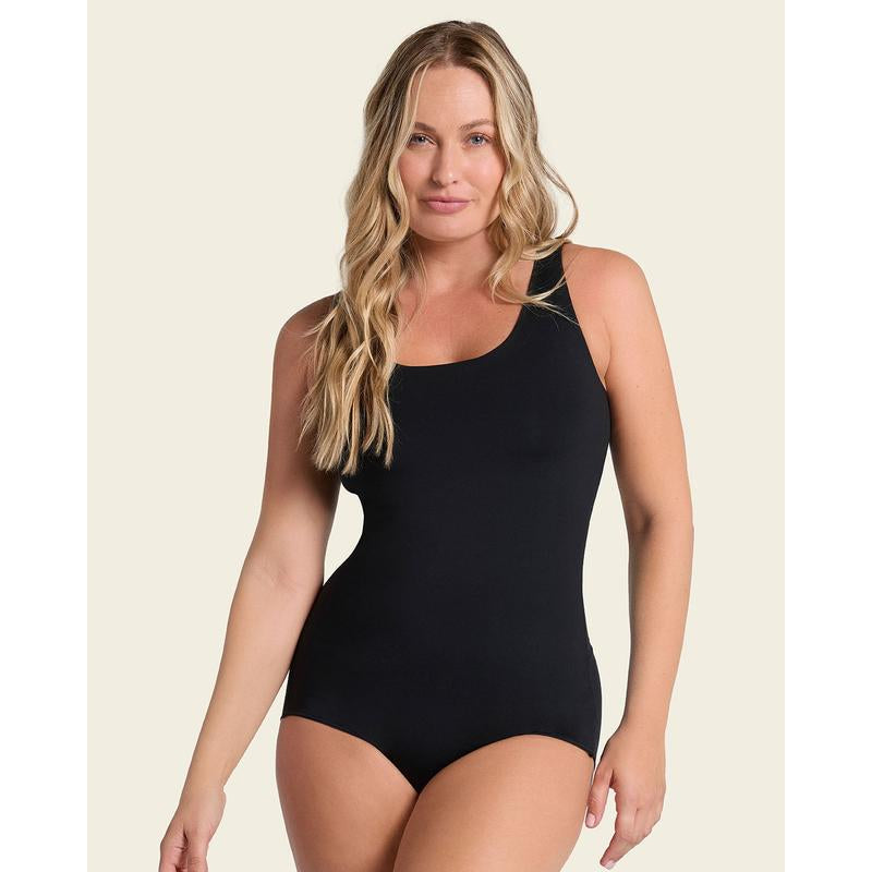 Leonisa Bare Boldly Plunge Classic Sleeveless Shaper Bodysuit Tank - Comfortable Tummy Control