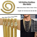 14K Gold Plated Miami Cuban Link Chain Necklace Golden Stainless Steel Iced Out Clasp Hip Hop Jewelry for Men/ Women 6/8/10/12/14Mm Thickened Neckalace Unisex Dainty Rust Prevention