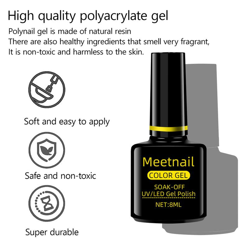 Meetnail 36 PCS Gel Nail Polish Set-30 Color Gel Polish with Glitter Matte Base Top Coat and Brush Burgundy Red Blue Purple Hot Pink Green Black White DIY Manicure at Home Cutics Cosmetic Gift