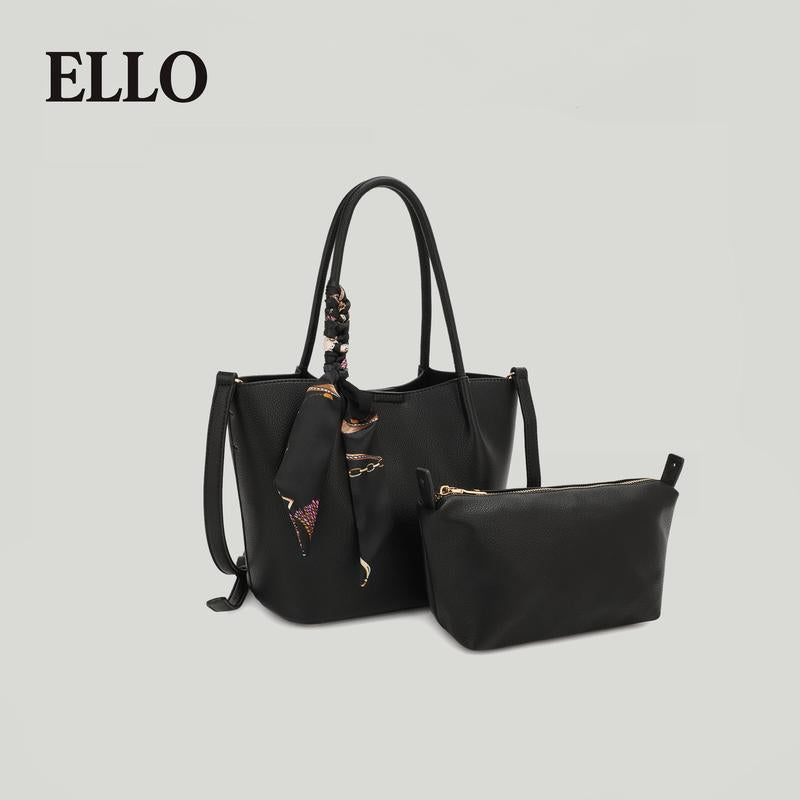 Women's Double-Handle Tote Bag Set with Silk Scarf Charm - 2025 Large Capacity Collection